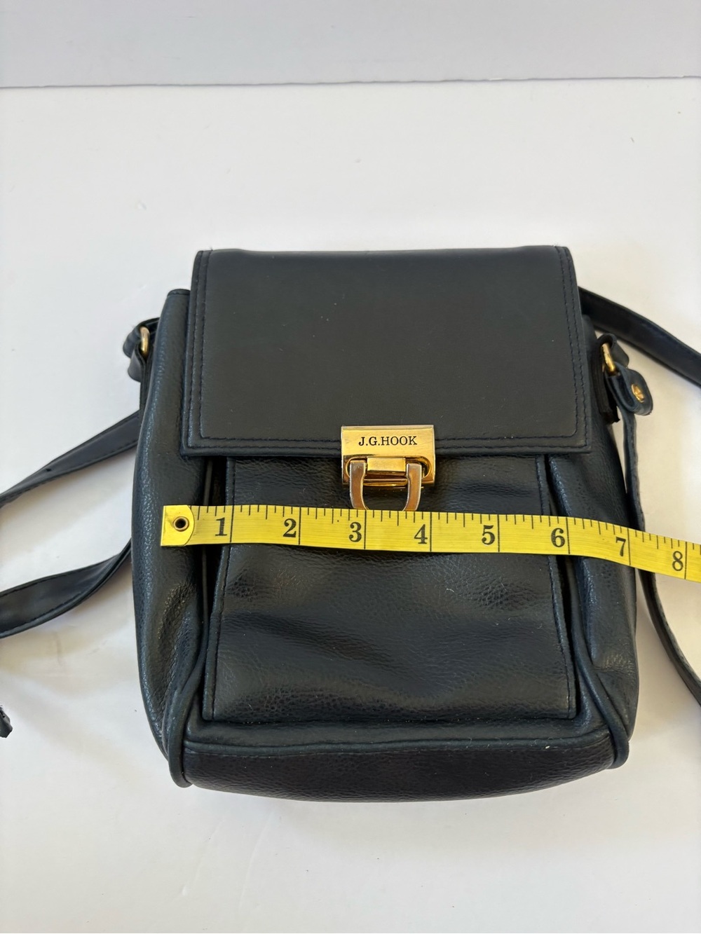J.G.Hook Shoulder Handbag Tote Dark‎ Blue Flap Closure Academia Career Travel - Picture 8 of 10
